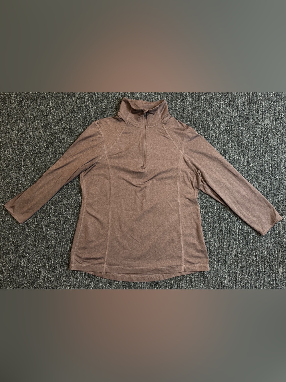 Lukka Lux Womens M 1/4 Zip Pullover Heathered Mauve Brown Mock Neck Athleisure